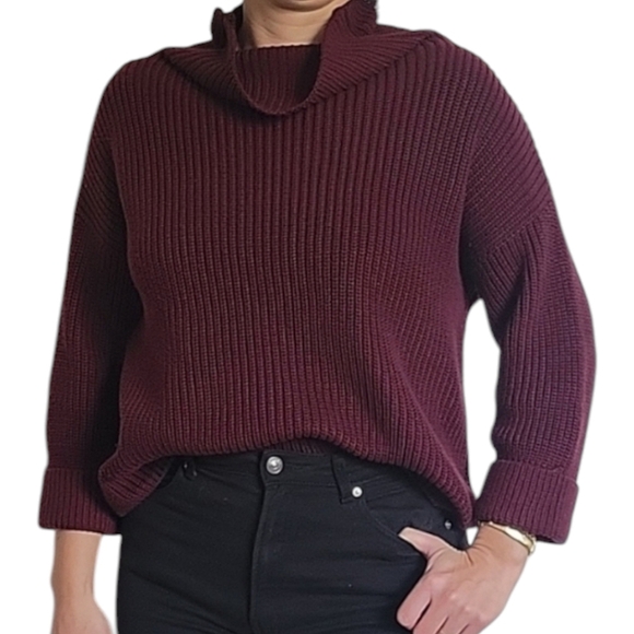 Lord & Taylor Burgundy Knit Sweater Size S 🍂 - Picture 1 of 10